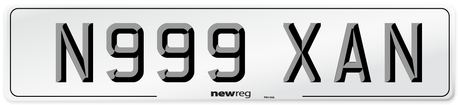 N999 XAN Number Plate from New Reg